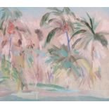 Irene Lesley Main (b.1959) Scottish ''Palm Trees, West Gulf Beach'' Signed and dated 1987, mixed