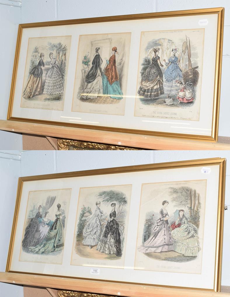 The Young Ladies Journal, Paris fashions, six hand coloured plates in two frames (2) - Image 2 of 2