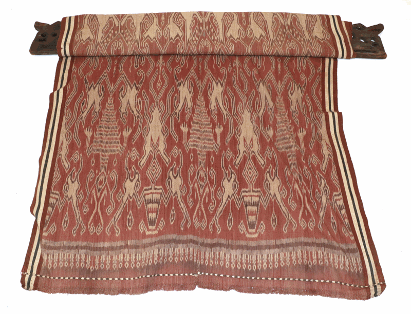 Early 20th century woven wall hanging with covered mount in brown black and cream