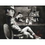 Fabian Perez (b.1967) Argentinean ''Whiskey at Las Brujas V (With Cigarette)'' Signed, monochromatic