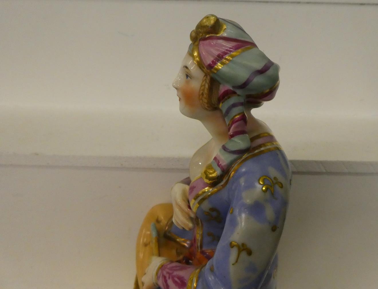 A pair of Paris porcelain figures formed as a seated Turk and his companion, raised in gilt Rococo - Image 5 of 27