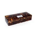 A Victorian tortoiseshell mounted trinket box, 17.5cm by 7.5cm