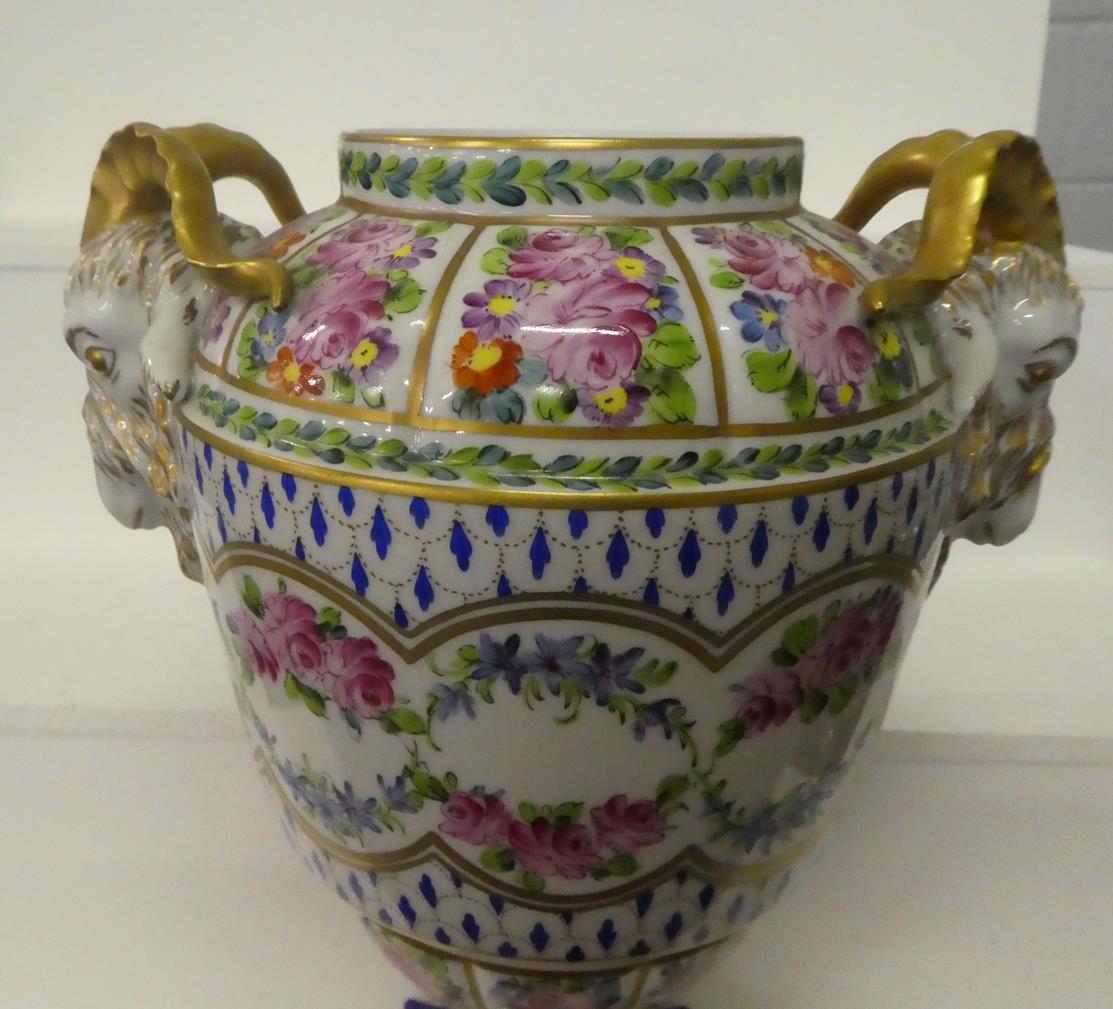 A 20th century Dresden Neo-Classical style jardiniere 22cm and rose jar 38cm, both ornamented with - Image 32 of 38