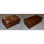 Two Victorian mahogany brass bound writing slopes, one inscribed John Forsyth (2). The inscribed