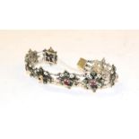 A late 19th century Austro-Hungarian enamel and gem set bracelet, length 18.5cm . The bracelet is in