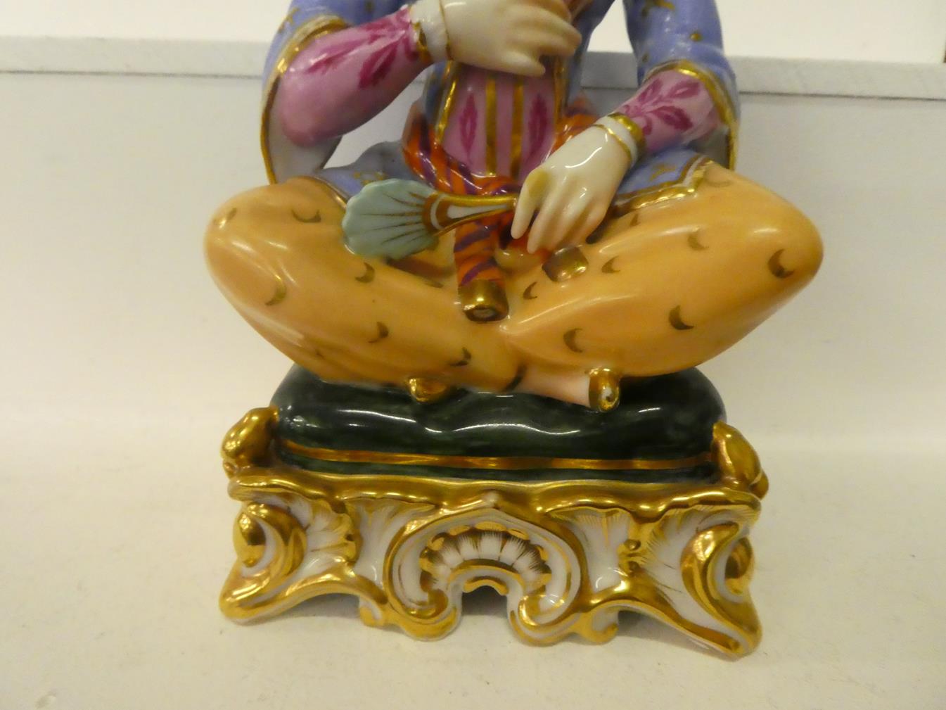 A pair of Paris porcelain figures formed as a seated Turk and his companion, raised in gilt Rococo - Image 4 of 27