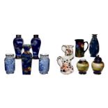 A group of 20th century ceramics including a pair of Fenton pottery vases, Masons jug, a pair of