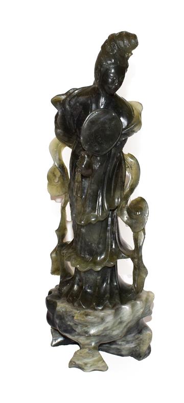 A Chinese 20th century jadeite statue of Guanyin, 33cm high