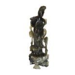 A Chinese 20th century jadeite statue of Guanyin, 33cm high