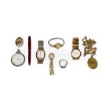 Various lady's and gent's watches including a Roamer 9ct gold cased ladies wristwatch on plated