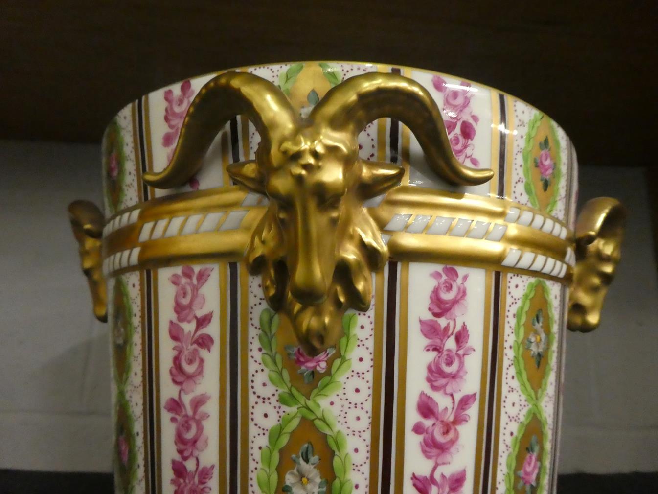 A 20th century Dresden Neo-Classical style jardiniere 22cm and rose jar 38cm, both ornamented with - Image 3 of 38