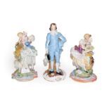 A Sitzendorf figure, Gainsborough's The Blue Boy, 29cm high, together with a pair of Continental