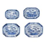 A Chinese 18th century assembled set of four graduated serving dishes, of canted rectangular form,