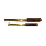 A 19th century brass two draw telescope signed Andrew Ross & Co., 33 Regent St., Piccadilly and a