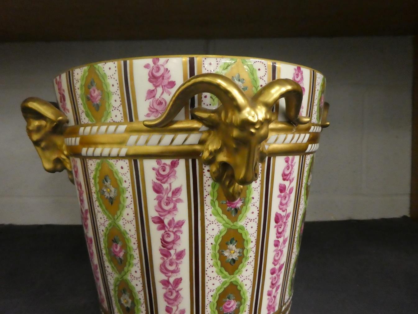 A 20th century Dresden Neo-Classical style jardiniere 22cm and rose jar 38cm, both ornamented with - Image 4 of 38