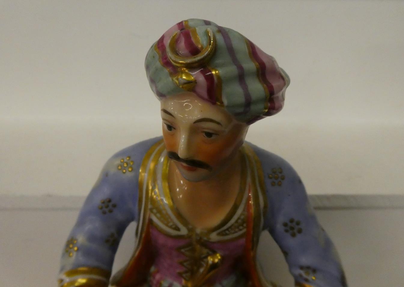 A pair of Paris porcelain figures formed as a seated Turk and his companion, raised in gilt Rococo - Image 14 of 27