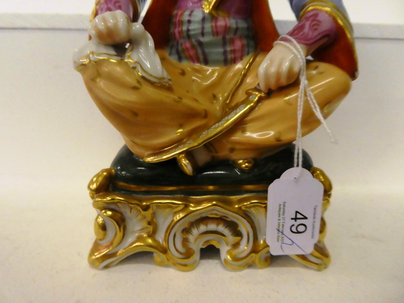 A pair of Paris porcelain figures formed as a seated Turk and his companion, raised in gilt Rococo - Image 16 of 27