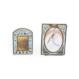 Two micro mosaic small easel photograph frames, largest 8.5cm
