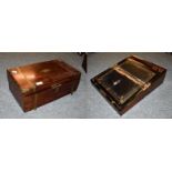 Two Victorian mahogany brass bound writing slopes (2)