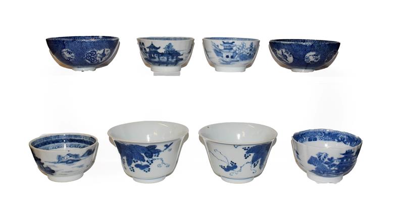 A small pair of Japanese blue and white finger bowls, signed, together with a quantity of similar