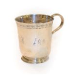 A Victorian silver mug, by Arthur Sibley, London, 1866, tapering and on spreading foot, later