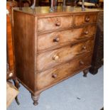 A Victorian mahogany chest of drawers, raised on turned feet, 115cm by 55cm by 112cm high