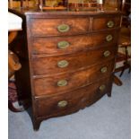 A George III mahogany five-height bow-front chest of drawers, 114cm by 60cm by 113cm high