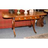 A 19th century crossbanded mahogany sofa table, 83cm by 77cm by 70cm high