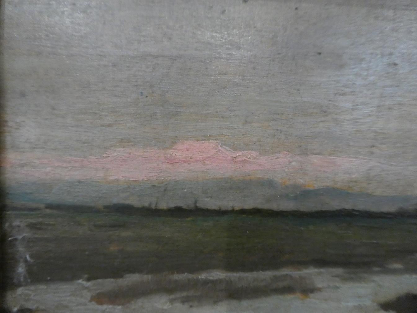 European school (early 20th century) haystacks in a field, indistinctly signed, oil on board, 19.5cm - Image 10 of 13