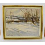 Edward Wesson (1910-1983) Snowscape, signed, oil on board, 49cm by 60cm