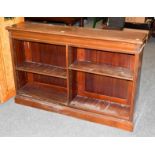 A Regency mahogany open double bookcase with adjustable shelves, 143cm by 30cm by 92cm high,