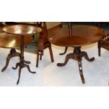 A 19th century mahogany dish-top tripod wine table, 50cm diameter by 73cm high together with a
