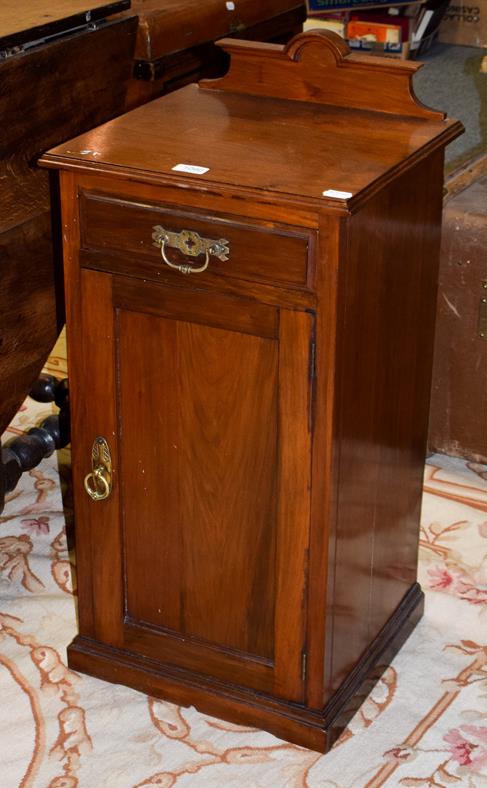 A late Victorian walnut bedside cabinet, 40cm by 36cm by 83cm high