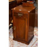 A late Victorian walnut bedside cabinet, 40cm by 36cm by 83cm high