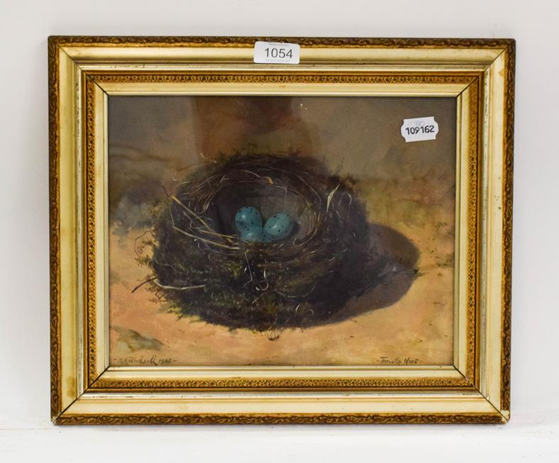 H H Birdsall, 'Thrustle Nest', oil, signed and dated 1905, 23cm by 30cm