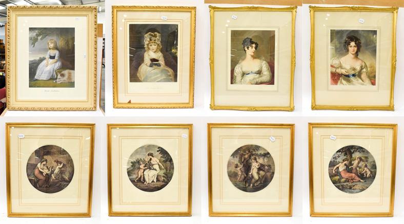 A quantity of decorative prints to include portraits after Joshua Reynolds and Thomas Lawrence (8)