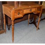 A Victorian mahogany three-drawer writing table, 97cm by 48cm by 83cm high; together with a