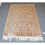 Indian prayer rug, the cream field with Tree of Life, surrounded by birds enclosed by meandering