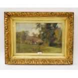 European school (late 19th century) country cottages in landscape, indistinctly signed, oil on