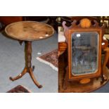 A Regency mahogany dish-top tripod wine table, with strung inlay, 56cm diameter by 73cm high