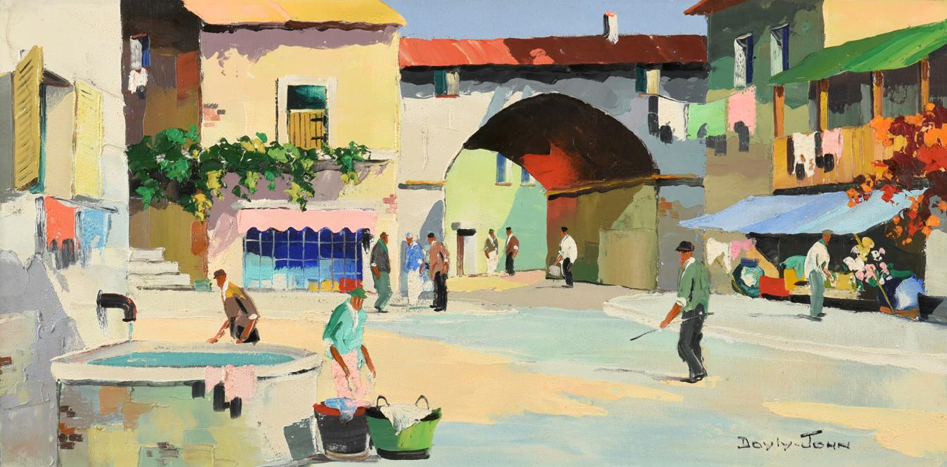 Cecil Rochfort D'Oyly John (1906-1993) ''Mougins Hill Village, near Cannes'' Signed, inscribed