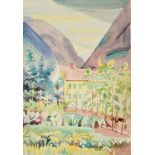 Edith Lawrence (1890-1973) ''Switzerland'' Signed, inscribed verso, watercolour, together with