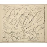 Edith Lawrence (1890-1973) Swiss town Pen, ink and pencil, together with two further mixed media