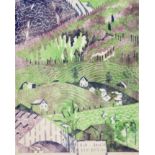 Edith Lawrence (1890-1973) ''Houses on a Hillside'' Linocut, 31cm by 26cm, (unframed) Provenance:
