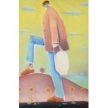 Mackenzie Thorpe (b.1956) Man with a shopping bag Initialled, pastel, 62cm by 40cm Artist's Resale