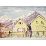 Edith Lawrence (1890-1973) Swiss mountain village Signed, indistinctly inscribed, watercolour,