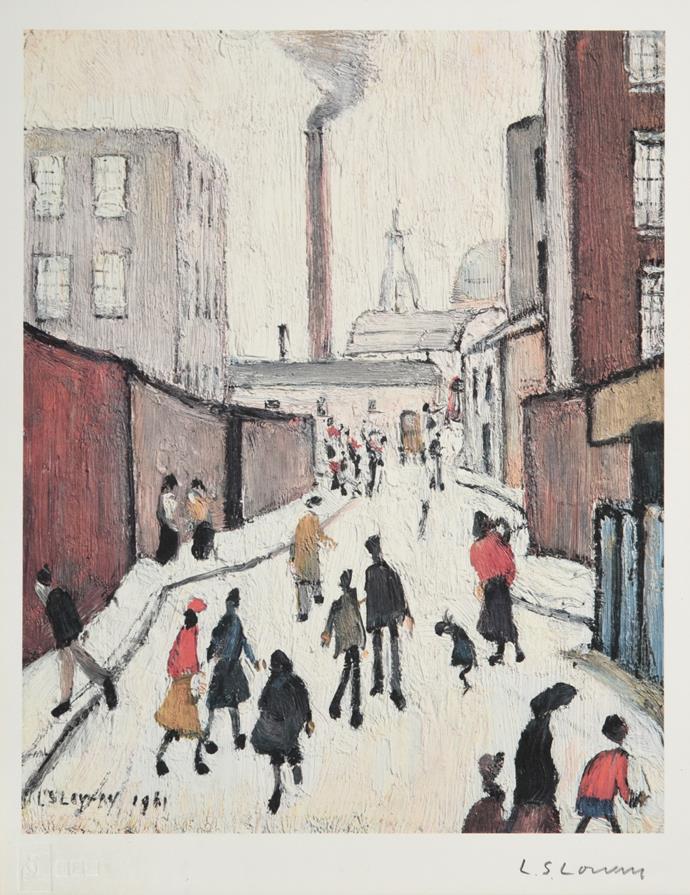 After Laurence Stephen Lowry RBA, RA (1887-1976) ''Street Scene'' Signed, with the blindstamp for