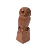 Workshop of Robert Mouseman Thompson (Kilburn): An English Oak Owl, carved as a standing owl holding