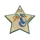 Clarice Cliff (1899-1972): An Aquarius Star Sign Plaque, circa 1936, of star form relief moulded