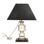 A French Maison Bagues (Attributed) Bronze and Crystal Table Lamp, unmarked, on a black marble base,